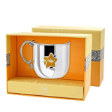 Children's cup with handle 925 silver stars yellow-blue