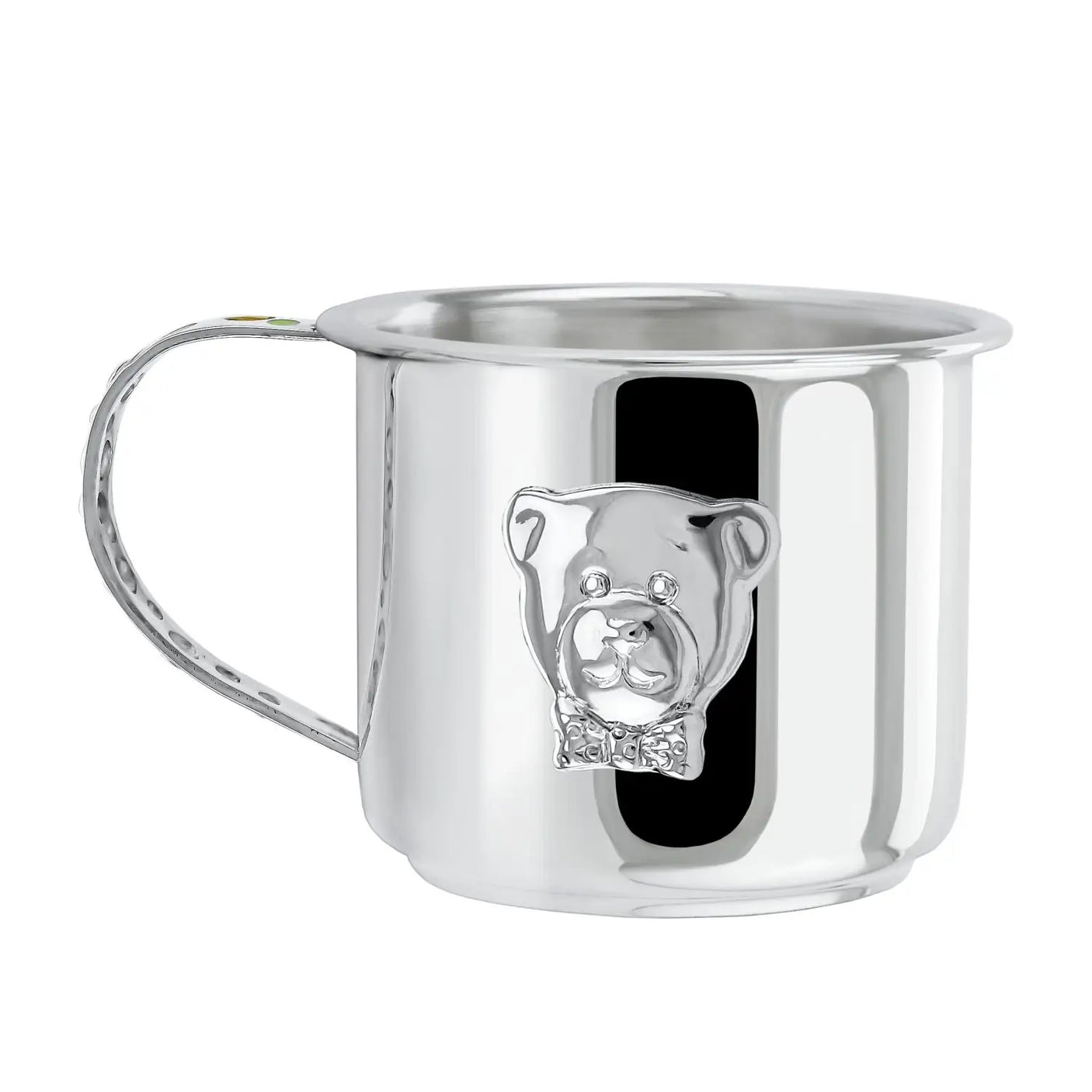 925 Silber Taufbecher mit Henkel und Teddybär-Design für Jungen, edles Taufgeschenk zur Taufe.