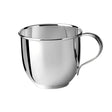 Kinderbecher 925 Silber — hochglanzpolierter Becher in Tulpenform mit schlichtem runden Henkel, Freisteller