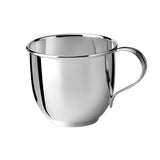 Kinderbecher 925 Silber — hochglanzpolierter Becher in Tulpenform mit schlichtem runden Henkel, Freisteller