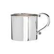 Kinderbecher 925 Silber — hochglanzpolierter Zylinderbecher mit Zierhenkel mit Voluten-Schnecken, Freisteller
