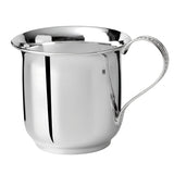 Kinderbecher 925 Silber — bauchiger polierter Becher mit Perlrand-verziertem Henkel, Freisteller