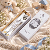 Kinderbesteck 925 Silber Fisch-Motiv in der Geschenkbox — Lifestyle-Setting, Geschenk zur Geburt und Taufe