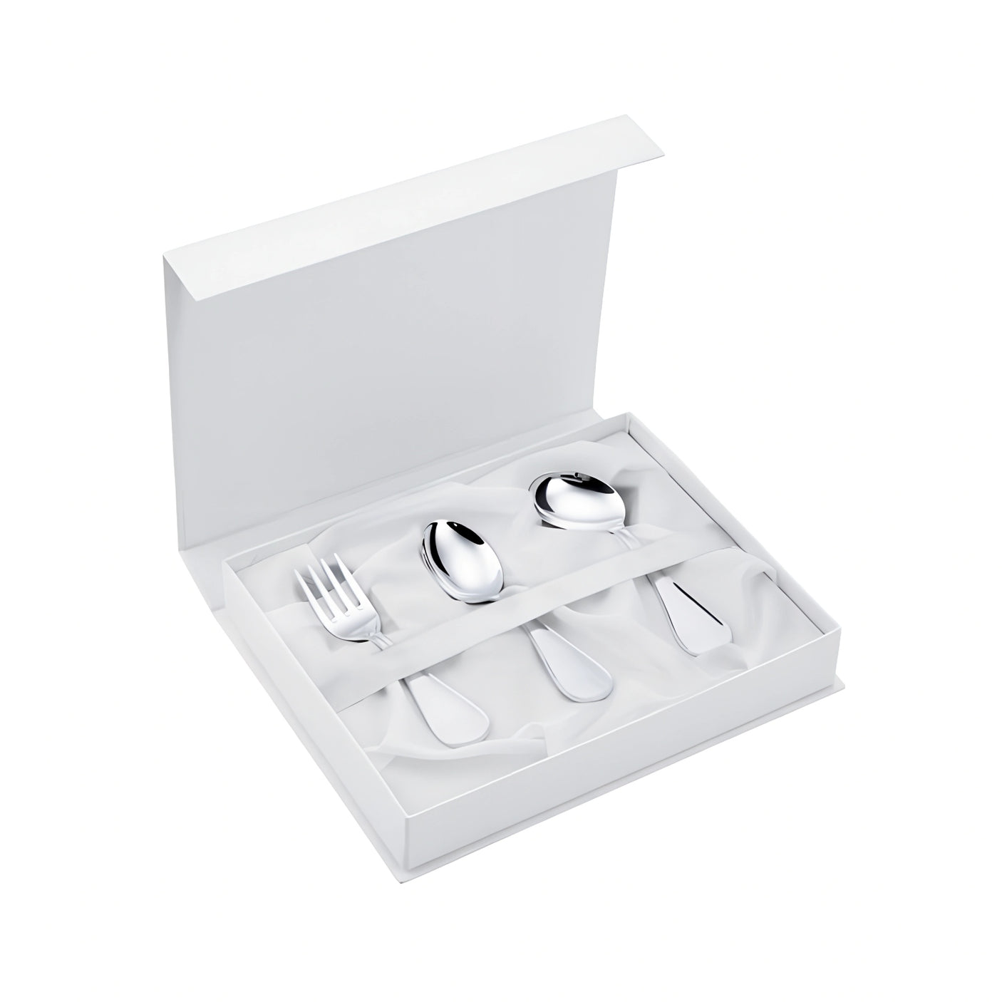 Babybesteck Set 3-teilig 925 Silber glatt in Geschenkbox