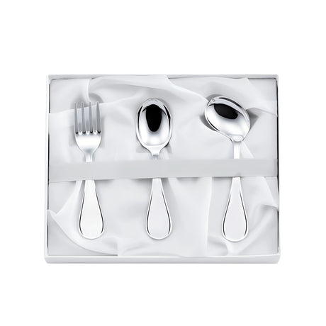 Babybesteck Set 3-teilig 925 Silber glatt in Geschenketui