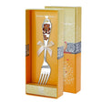 Kindergabel 925 Silber mit Bär-Motiv, brauner Emaille und Vergoldung in Geschenkbox für Taufe und Geburt