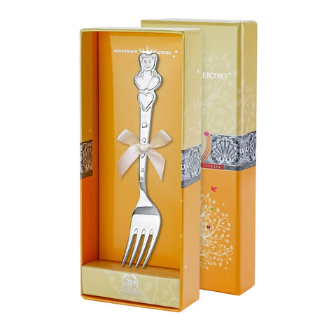 Kindergabel 925 Silber Teddybär Herz – Kinderbesteck zur Taufe oder Geburt aus Sterlingsilber in Geschenkbox.
