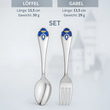 Kinderbesteck Set „Prinz“ – 2 - teilig, Silber 925 mit Emaille