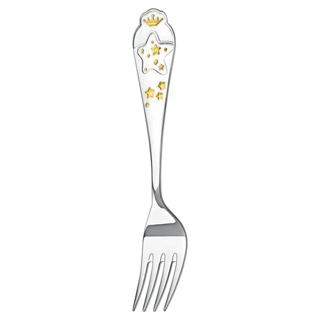 Kindergabel Sterne Gold mit Vergoldung, 925 Silber – festliches Geschenkset für Babys.