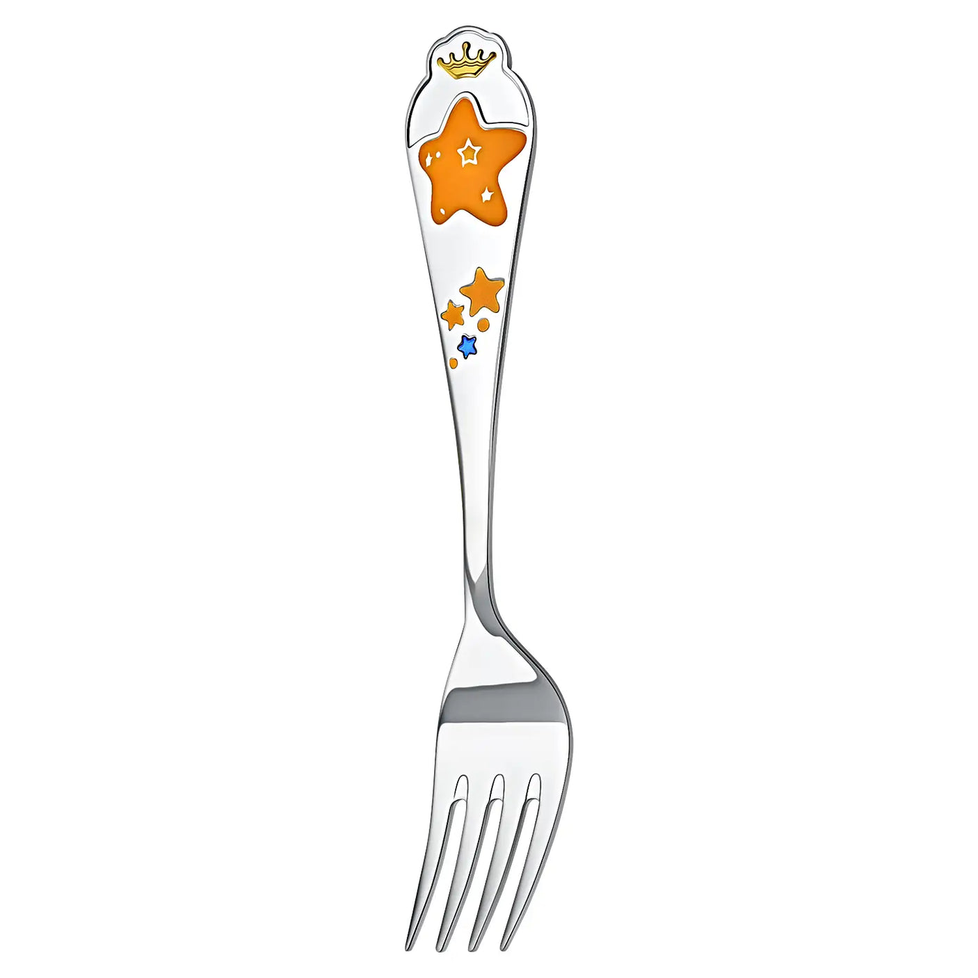 Kindergabel 925 Sterling Silber emailliert Sterne Motiv gelb blau gold für Jungs.