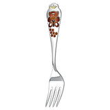 Kindergabel 925 Silber mit Teddybär, brauner Emaille und vergoldeter Krone – gravierbares Taufgeschenk.