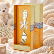 Kindergabel 925 Silber goldener Stern in der Geschenkbox — Lifestyle-Setting, Geschenk zur Geburt und Taufe