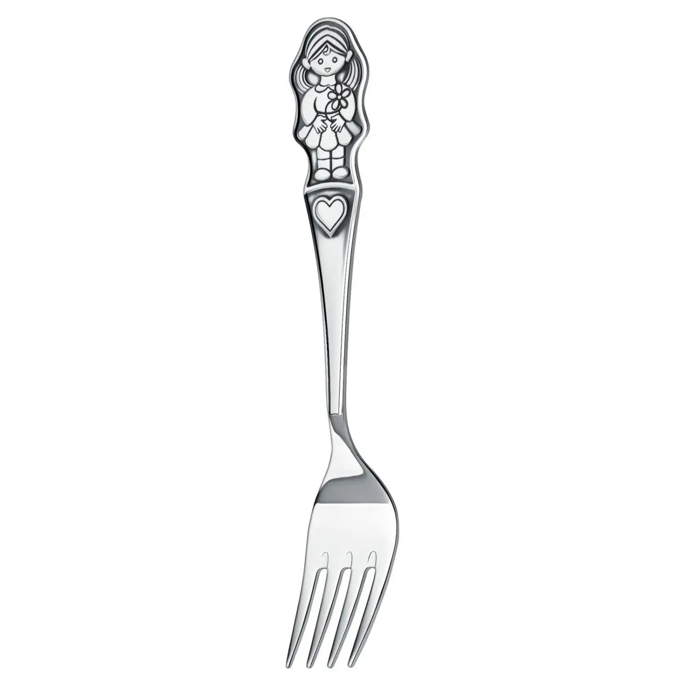 Kindergabel aus 925 Sterling Silber mit geschwärztem Mädchen Motiv hochwertig.