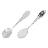 Kinderlöffel 925 Silber Niello — Vorder- und Rückseite, Herzen in der Laffe und Teddybär-Medaillon, Geschenk zur Taufe