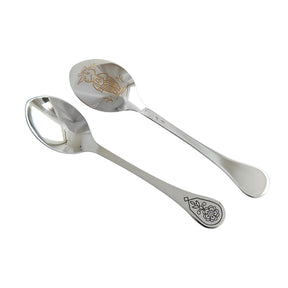 Kinderlöffel 925 Silber – Niello Bock vergoldet