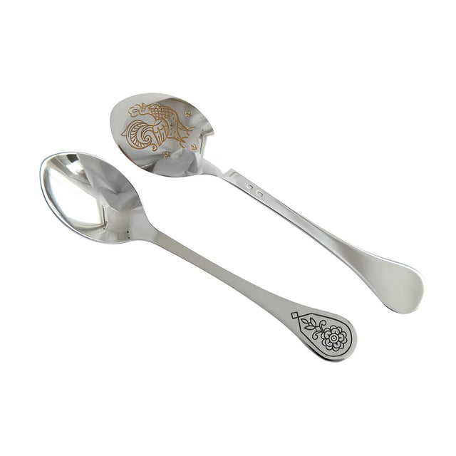 Kinderlöffel 925 Silber – Niello Hahn Gold | Tauf - & Geburtsgeschenk