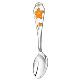 Kinderlöffel 925 Silber mit Emaille gelb-blauem Stern – personalisierbares Geschenk zur Geburt.