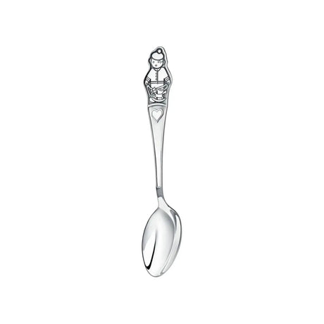 Kinderlöffel 925 Silber mit Jungen-Motiv und Herzfeld am Griff – ideales gravierbares Taufgeschenk.