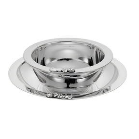 Kindergeschirr-Set 925 Silber Bär mit Ball — Schale und Teller mit Bär-Relief am Rand, 2-tlg, Geschenk zur Taufe