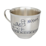 Kindertasse aus 925 Sterling Silber mit Niello-Verzierung & Kätzchen-Motiv – verspieltes Design, antibakteriell & ideal als Geschenk für Kinder.