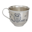 Kindertasse aus 925 Sterling Silber mit Niello-Verzierung & Eulen-Motiv – handgefertigt, antibakteriell & ideal als Geschenk für Kinder.