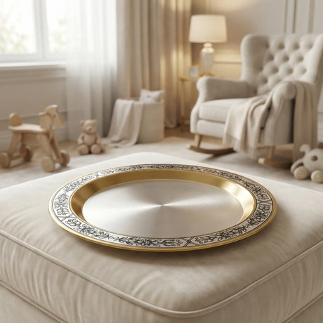 Kinderteller 925 Silber vergoldet Niello | Astra Gold | Ø 150mm