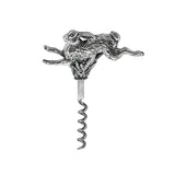 Korkenzieher Hase 925 Silber antik patiniert — Freisteller des Griffs mit springendem Hasen und Spirale