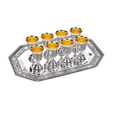 Schnapsgläser Set mit Silbertablett 9-teilig 925 Silber Mohn - Premium Geschenkideen