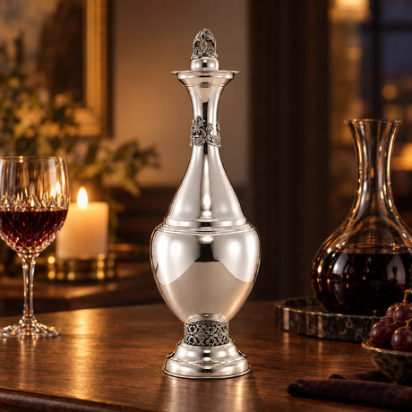 Likörkaraffe 925 Silber mit Verschluss — Lifestyle-Setting am Weintisch