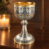 Liturgischer Kelch 925 Silber Niello — Lifestyle-Setting im Andachtswinkel