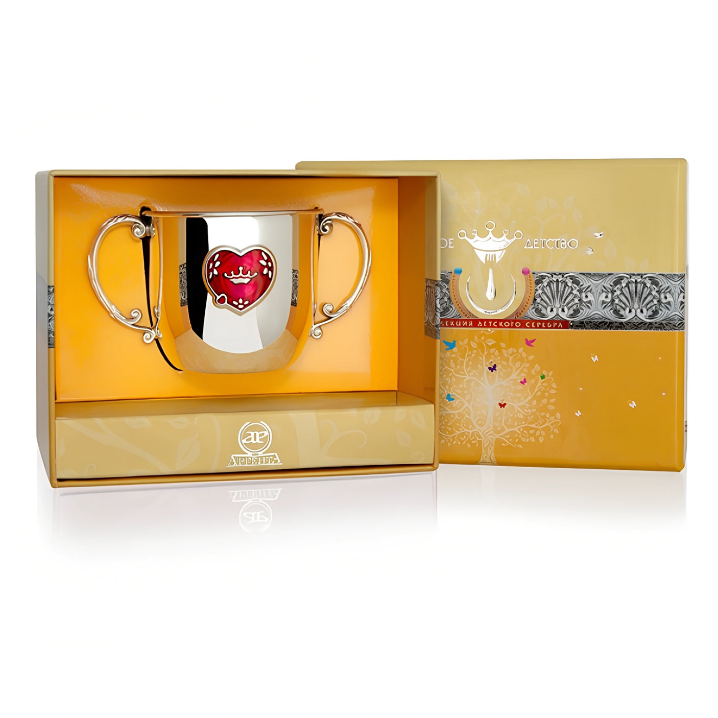 Children's cup with handle 925 silver heart 