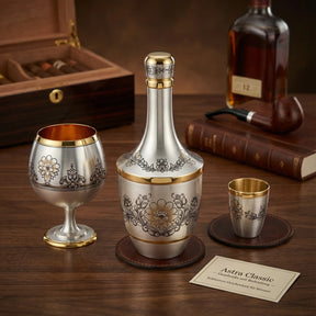 Schnapsservice Set 925 Silber vergoldet Niello | Astra Classic | 4 - teilig