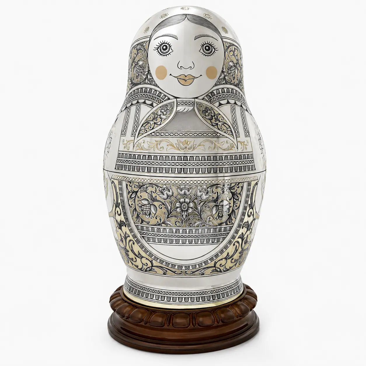 Matroschka Nr. 1 aus 925 Silber — Niello, vergoldet, 1.819 g