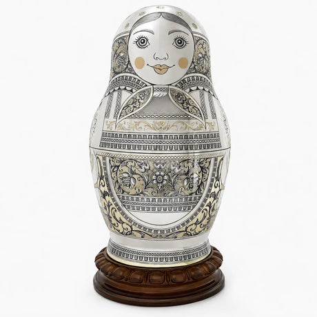 Matroschka Nr. 1 aus 925 Silber — Niello, vergoldet, 1.819 g