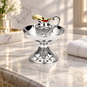 Mayim Achronim Set 925 Silber Signature — Lifestyle-Setting mit Leinenhandtuch