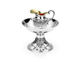 Mayim Achronim Set 925 Silber Signature — Kännchen mit vergoldetem Ausguss in Fußschale, Zaramella Italien