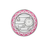 Rückseite 925 Silber Geburtstaler rosa. Felder für Gravur Name Datum Größe Gewicht Uhrzeit.