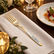 Menügabel 925 Silber vergoldet Astra Classic — Lifestyle-Setting an der gedeckten Tafel