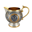 Milchkännchen 925 Silber vergoldet Souverän — Sahnegießer mit Doppeladler-Wappen, Goldhenkel, dunkles Rankenornament