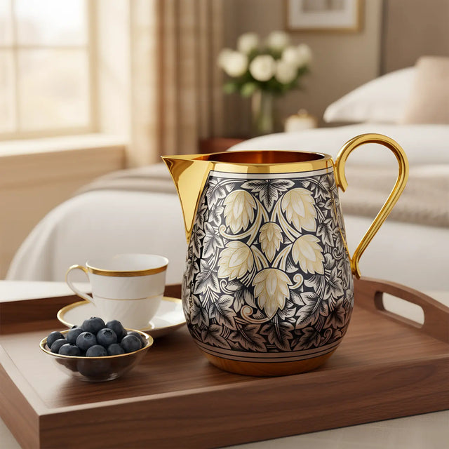 Milchkanne 925 Silber vergoldet – Kollektion „Hopfen“ historisches Design (1969)