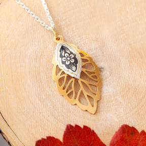 Set „Blattgold“ – Nielloa Schmuckset mit Collier, Ring & Ohrhängern