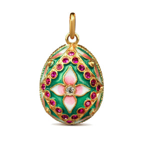 Osteranhänger Blume – Emaille, Kristall & vergoldet