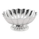 Ovale Silberschale 925 Silber wellenförmig — polierte Schale mit gewelltem Rand auf klarem Glasfuß, Tafeldekoration