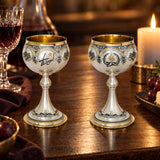 Pokal 925 Silber Niello Pobeda Sieg — Lifestyle-Setting am Weintisch