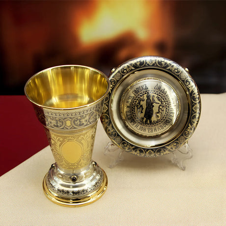 TSAR - Pokal 925 Silber Niello Repoussé — Met - Trinkspruch vergoldet