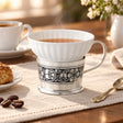 Teetasse Porzellan & 925 Silber Niello 125 ml — Lifestyle-Setting am Kaffeetisch