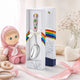 Babylöffel 925 Silber Emaille Mascha — Silberlöffel mit Mädchenfigur, rotem Kopftuch, grünem Kleid und Erdbeere