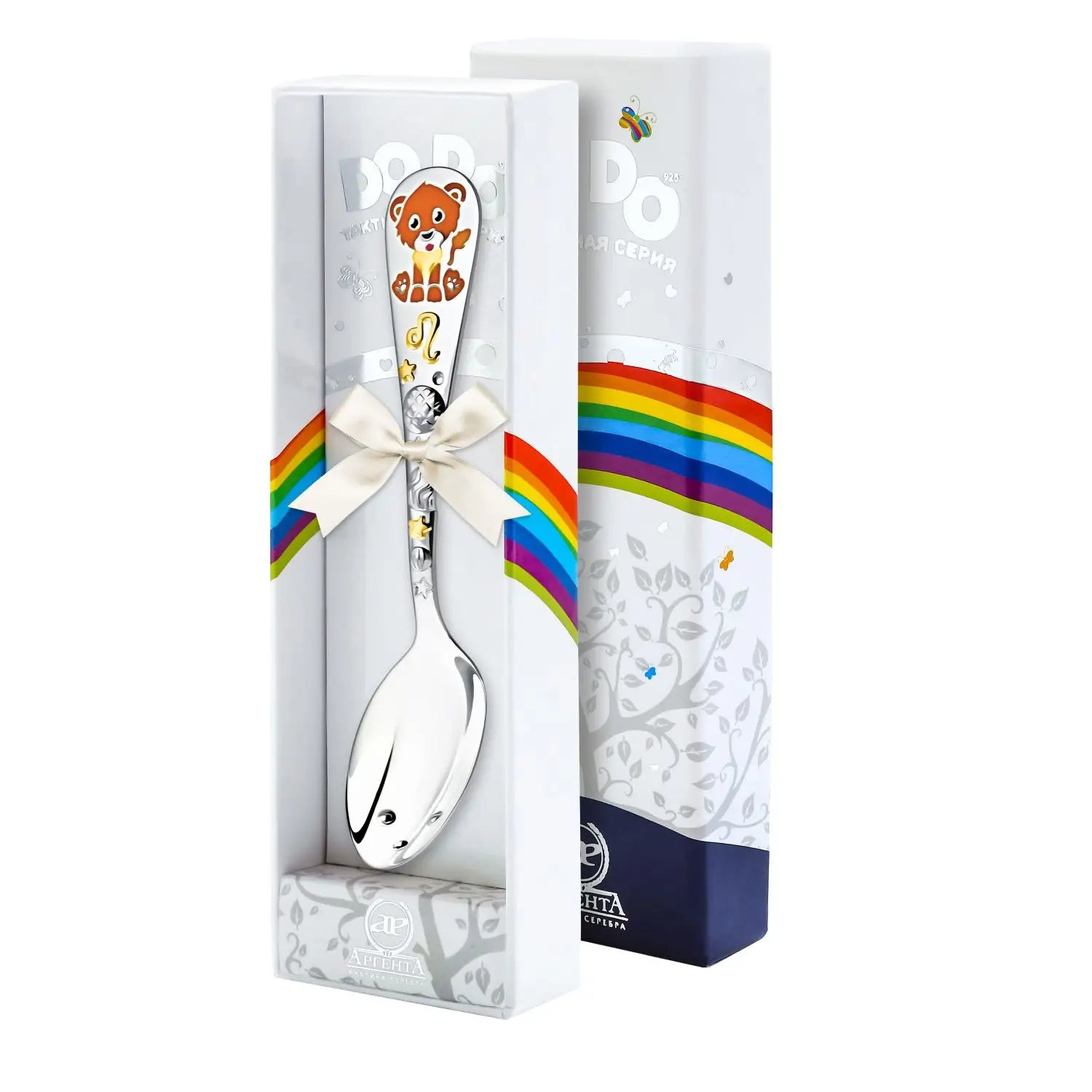 Geschenkbox mit Babylöffel 925 Silber Löwe – DoDo-Kollektion Sternzeichen Babygeschenk.