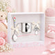Taufgeschenk Set für Mädchen aus 925 Silber mit Kinderbecher, Löffel und Schnuller in rosa Geschenkbox mit Bärmotiv