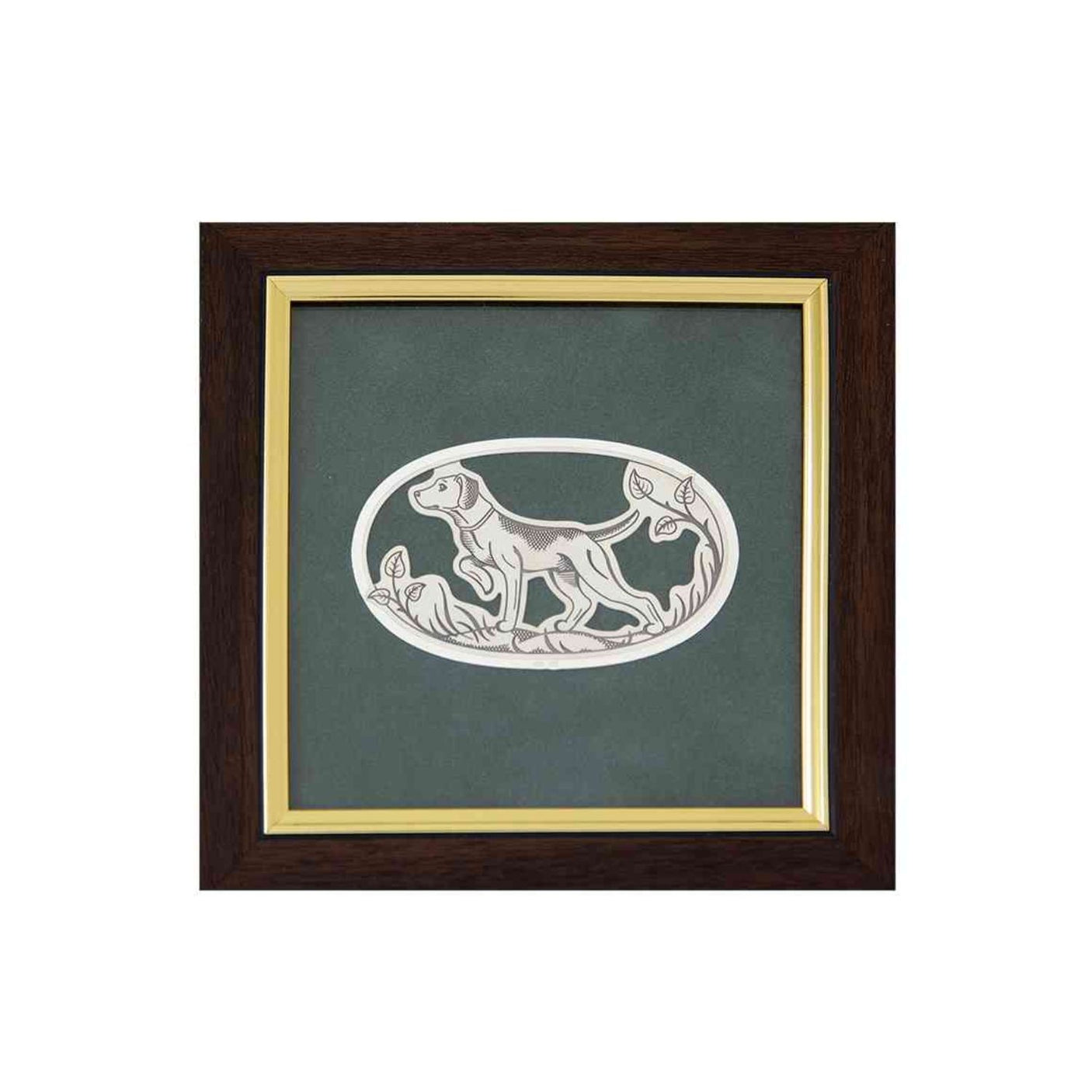 Wandbild 925 Silber Niello Jagdhund